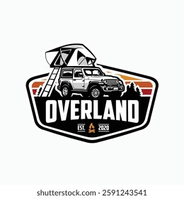 Overland adventure jeep camper roof tent logo vector design