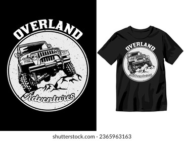 Overland Adventures, Off-road Adventure vehicle solid color jeep car and vector design illustration print for boy t-shirt, 4x4 offroad
