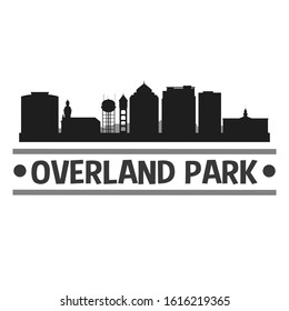 Overland Park Kansas City Travel. City Skyline. Silhouette City. Design Vector. Famous Monuments.