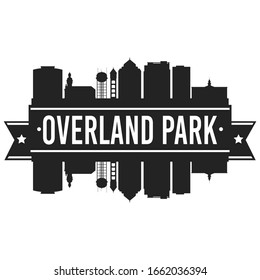 Overland Park Kansas Skyline. Banner Vector Design Silhouette Art. Cityscape Travel Monuments.