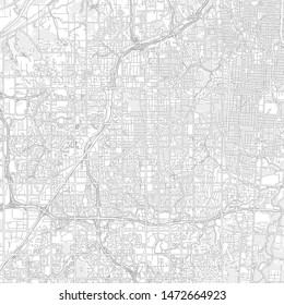 Overland Park, Kansas, USA, bright outlined vector map with bigger and minor roads and steets created for infographic backgrounds.