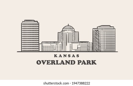 Overland Park skyline,  kansas drawn sketch