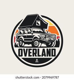 Overland suv 4x4 camper truck emblem ready made logo vector isolated