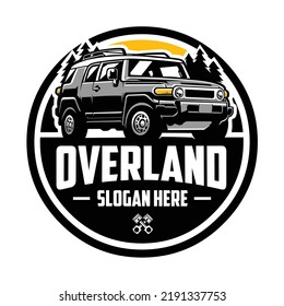 Overland SUV adventure vehicle circle emblem logo vector illustration