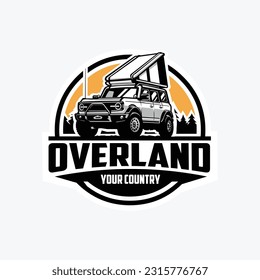 Overland SUV Camper Truck Circle Emblem Logo Illustration Vector Isolated