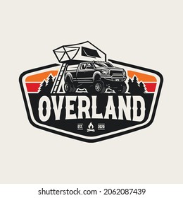 Overland truck 4x4 camper badge logo emblem illustration