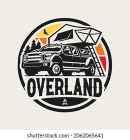 Overland Truck Camper Tent Logo Emblem Vector Illustration