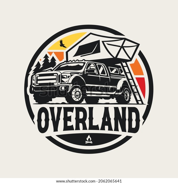 Overland truck camper tent logo emblem\
vector illustration