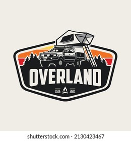 Overland truck emblem ready made logo template vector isolated