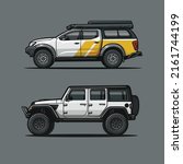 Overland Truck Side View Vector Isolated Bundle Set