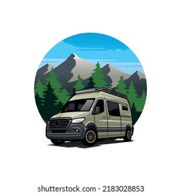 Overland vehicle motorhome camping car vector, best for illustration and company logo