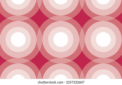 Overlap circle vector pattern. Polka Dots pattern. Abstract vector. Seamless background. Simplicity. Backdrop.Gift wrap. Postcard. Graphic design. Multicolour. Fabric.Textile. Viva magenta colour.