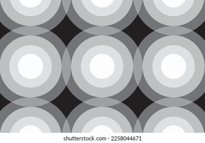 Overlap circle vector pattern. Polka Dots pattern. Abstract vector. Seamless background. Simplicity. Backdrop.Gift wrap. Postcard. Graphic design. Multicolour. Fabric.Textile. Black and White colour.