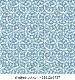 Overlap Circles Seamless Geometric Background Pattern.Seamless blue and white color pattern with simple geometric ornate for brand, product, gift or card background