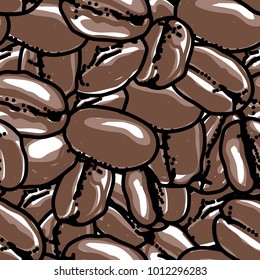 Overlap Coffee Bean Roasting brown, vector drawing seamless pattern design