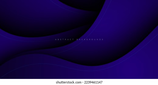 overlap dark blue wavy texture realistic papercut layers in gradient vector banner. 3D Abstract art background for graphic design.Eps10 vector