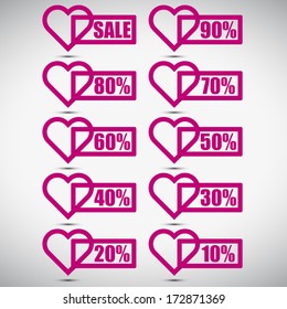 Overlap hearts tag pink lable