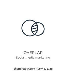 Overlap icon. Thin linear overlap outline icon isolated on white background from social collection. Line vector sign, symbol for web and mobile
