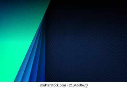 Overlap layer Green turquoise and Blue on the Dark background, vector overlap layer on dark space for background design.