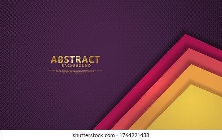 Overlap layers background with dark pink, yellow and purple background vector overlap layer on dark space for background design. Vector material elements design stock.