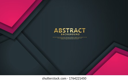 Overlap layers background with dark pink and gray background vector overlap layer on dark space for background design. Vector material elements design stock.
