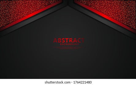Overlap layers background with glitters sparkling dark red effect. Realistic dots on textured dark background. Vector material elements design stock.