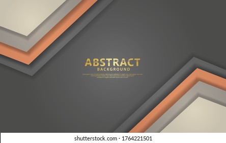 Overlap layers background with orange and gray background vector overlap layer on dark space for background design. Vector material elements design stock.