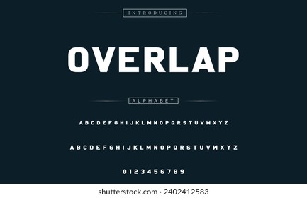 Overlap Modern Bold Font. Sans Serif Font. Regular Italic Uppercase Lowercase Typography urban style alphabet fonts for fashion, sport, technology, digital, movie, logo design, vector illustration