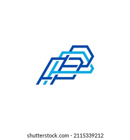 P-Letter mit Logo-Design-Vektorgrafik des Zugliniensystems
