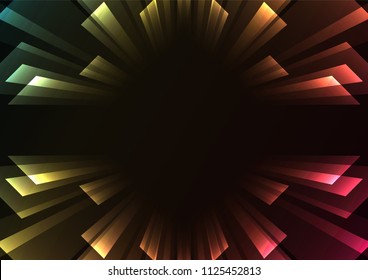 overlap stripe rush in dark background, bar layer backdrop, simple technology template, vector illustration