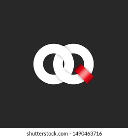 Overlap symbol initials OQ logo modern monogram, combination two letters O and Q chain shape emblem
