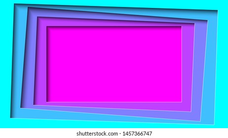 The overlap tilted rectangle frame in blue and pink color background ( vector )