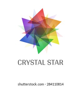 Overlap Transparent Crystal Star Logo Icon Multicolor