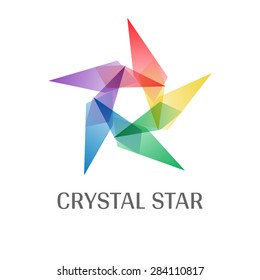 Overlap Transparent Crystal Star Logo Icon Multicolor