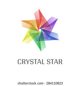 Overlap Transparent Crystal Star Logo Icon Multicolor