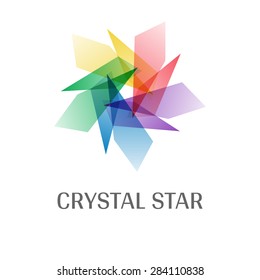 Overlap Transparent Crystal Star Logo Icon Multicolor