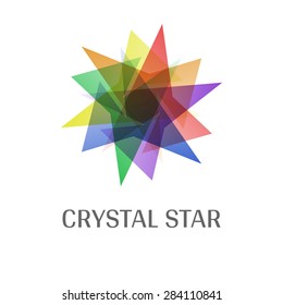 Overlap Transparent Crystal Star Logo Icon Multicolor