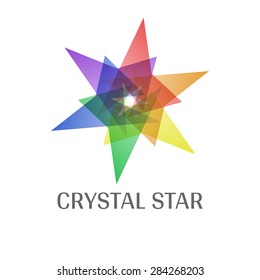 Overlap Transparent Crystal Star Logo Icon Multicolor