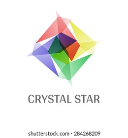 Overlap Transparent Crystal Star Logo Icon Multicolor