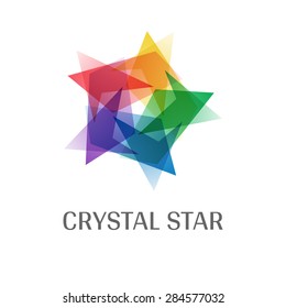Overlap Transparent Crystal Star Logo Icon Multicolor