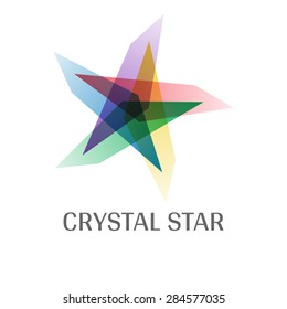 Overlap Transparent Crystal Star Logo Icon Multicolor