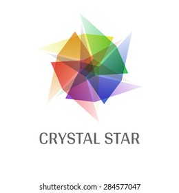 Overlap Transparent Crystal Star Logo Icon Multicolor