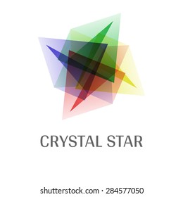 Overlap Transparent Crystal Star Logo Icon Multicolor