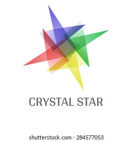 Overlap Transparent Crystal Star Logo Icon Multicolor