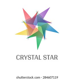 Overlap Transparent Crystal Star Logo Icon Multicolor