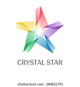 Overlap Transparent Crystal Star Logo Icon Multicolor