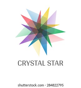 Overlap Transparent Crystal Star Logo Icon Multicolor