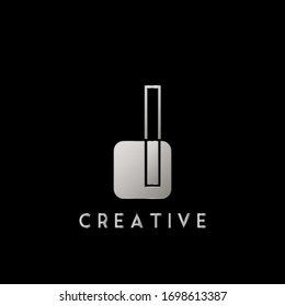 Overlaping Outline Logo Letter I Technology with  Rounded Square Shape Vector Design.