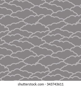 Overlapped clouds background. Seamless pattern. Vector.