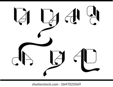 Overlapped DA Calligraphy Logo: Modern Monogram Emblem, DA Emblem Design: Artistic Calligraphy and Monogram Art